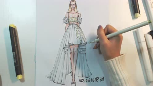 服装设计零基础入门 碎花裙上色技巧与基本画法详解